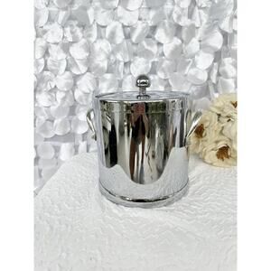 Vintage 70s MCM Chrome Ice Bucket Shiny Wedding Party Kraftware USA